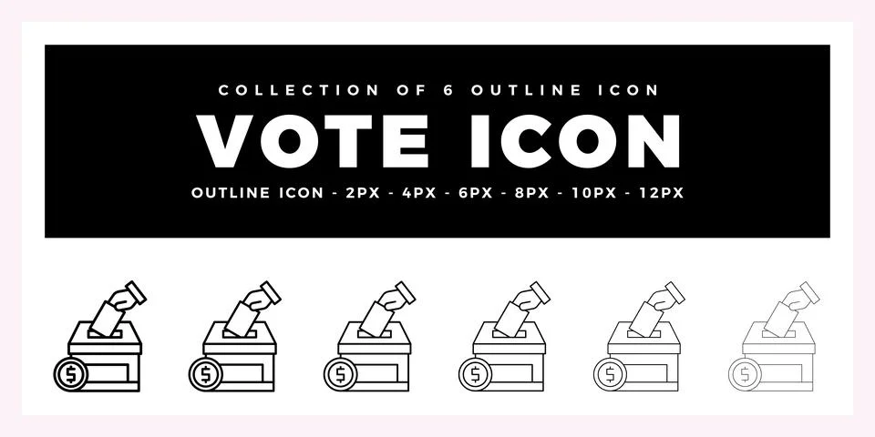 Pack of 6 Outline Vector Vote icon Stock Illustration