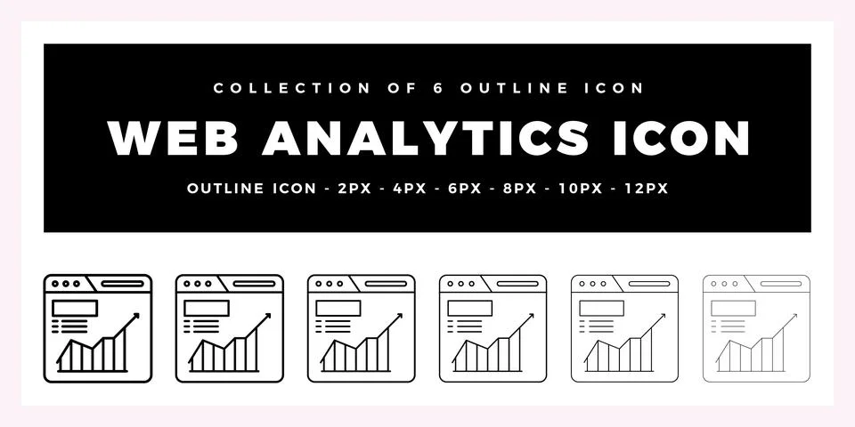 Pack of 6 Outline Vector web analytics icon Illustrazione stock