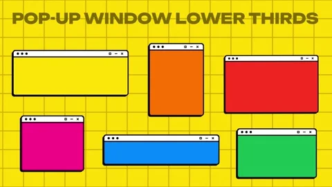 Pack Of 6 Pop-Up Window Lower Thirds On Alpha. Video stock 306421226