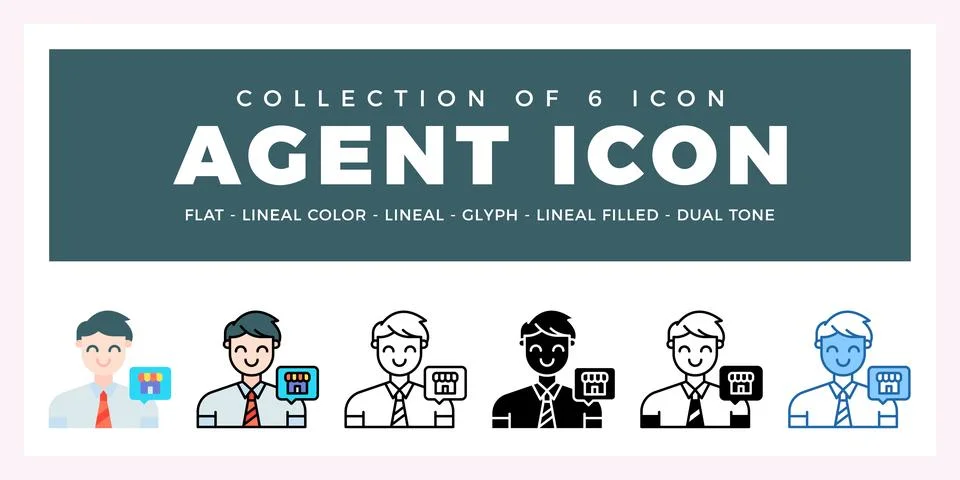 Pack of 6 Vector agent icon Ilustración de archivo