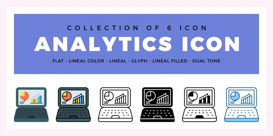 Pack of 6 Vector analytics icon 스톡 일러스트