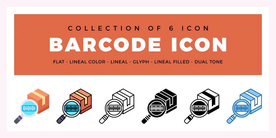 Pack of 6 Vector Barcode icon Illustrazione stock