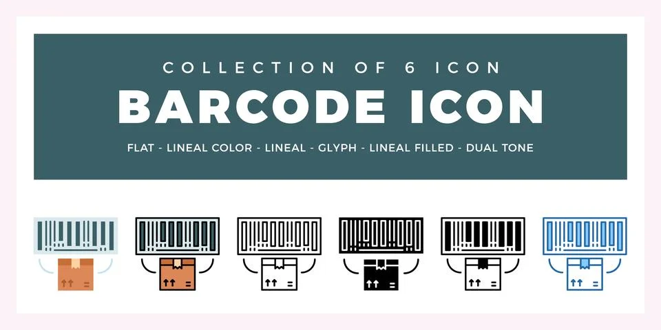 Pack of 6 Vector barcode icon Stock Illustration
