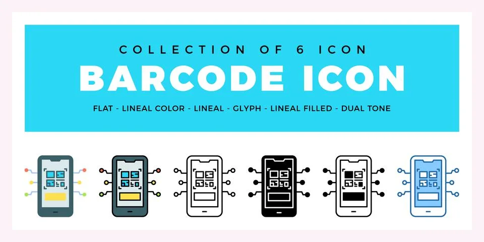 Pack of 6 Vector barcode icon Illustrazione stock