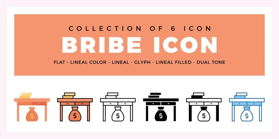 Pack of 6 Vector Bribe icon Stock Illustration