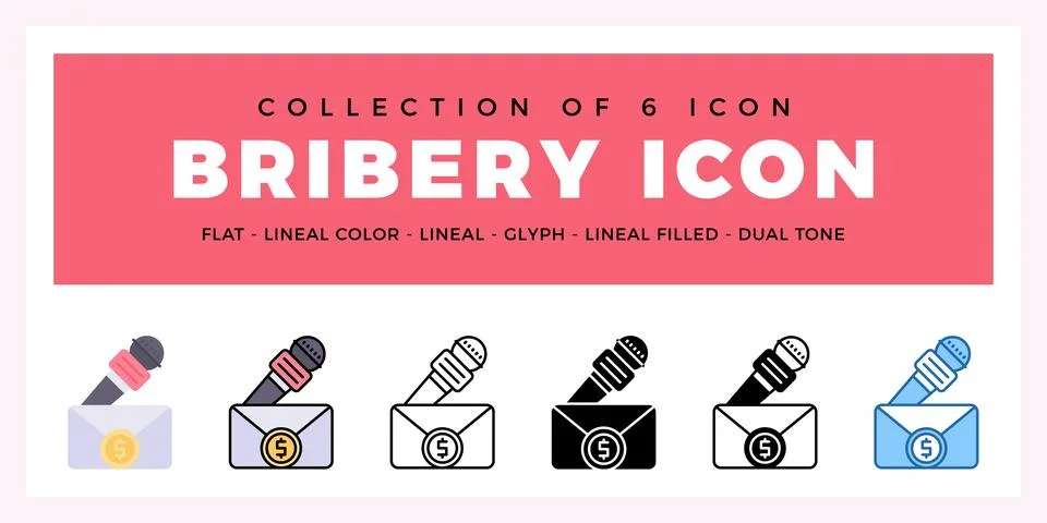 Pack of 6 Vector Bribery icon Illustrazione stock
