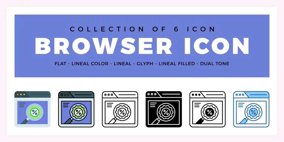 Pack of 6 Vector browser icon 库存插图