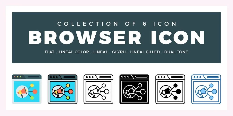 Pack of 6 Vector browser icon Stock Illustration