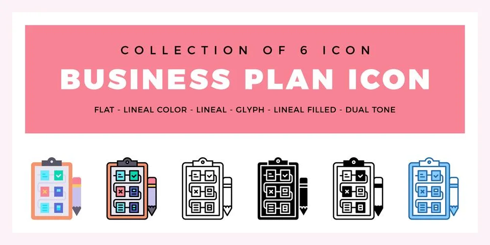 Pack of 6 Vector Business Plan icon Stock Illustration