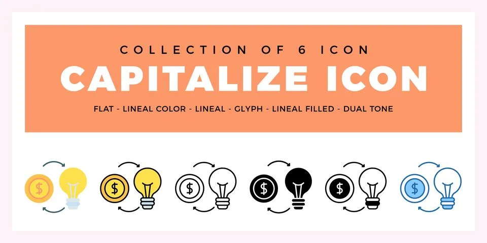 Pack of 6 Vector capitalize icon Ilustração Stock