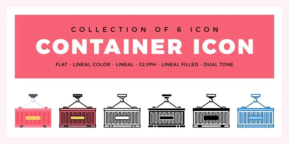 Pack of 6 Vector Container icon Illustrazione stock