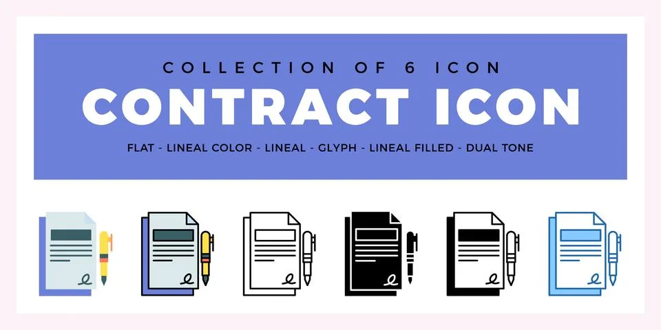 Pack of 6 Vector contract icon 库存插图