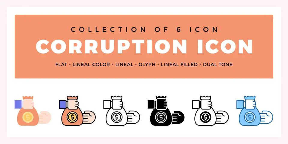 Pack of 6 Vector Corruption icon Ilustração Stock