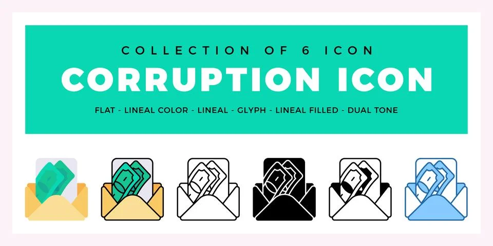 Pack of 6 Vector Corruption icon Ilustração Stock