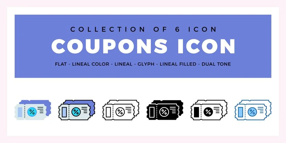 Pack of 6 Vector coupons icon Stock Illustration
