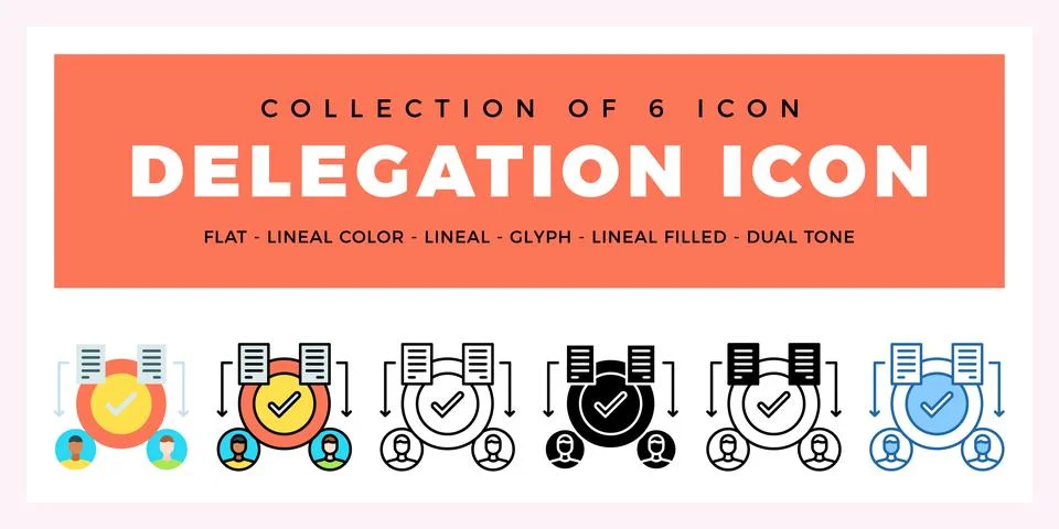 Pack of 6 Vector delegation icon Stock Illustration
