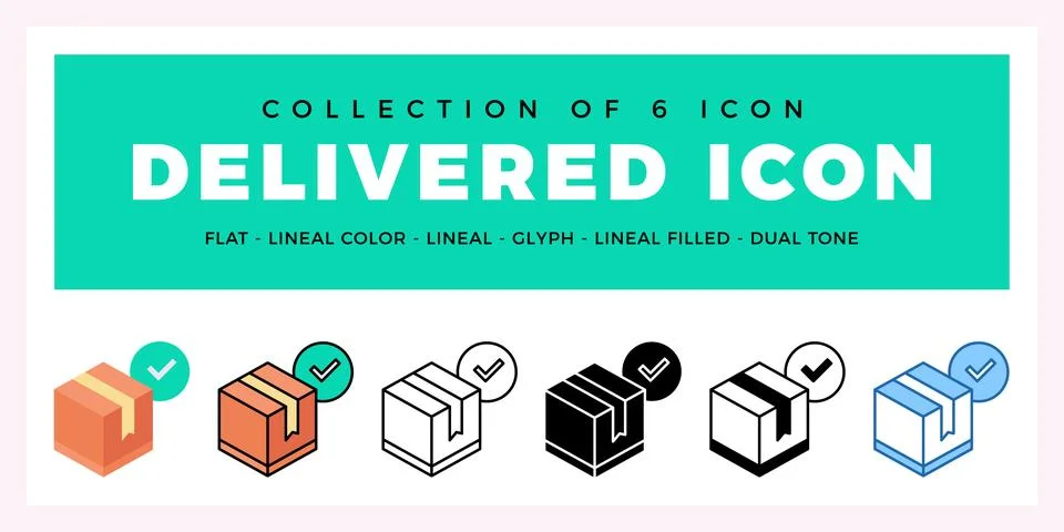 Pack of 6 Vector Delivered icon Illustrazione stock
