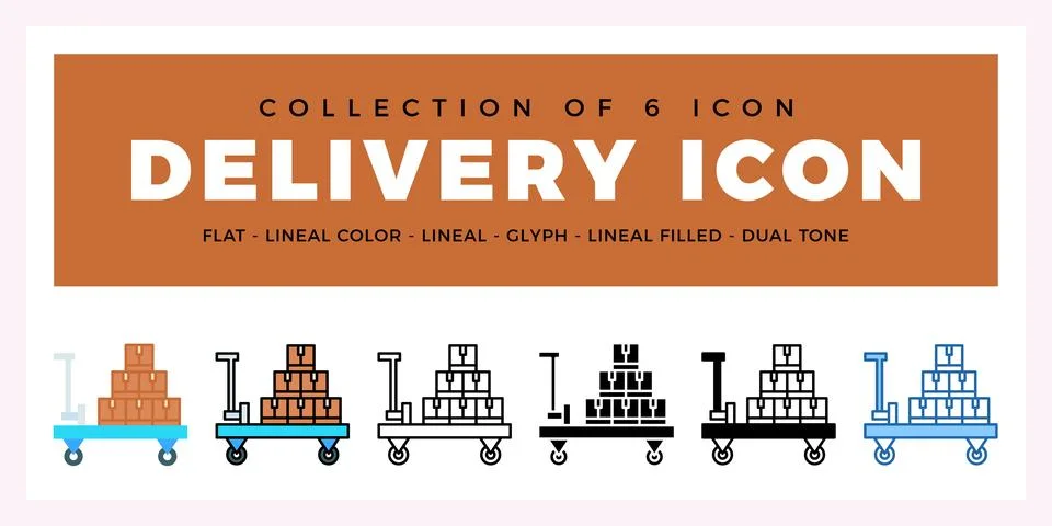 Pack of 6 Vector delivery icon Stock Illustration