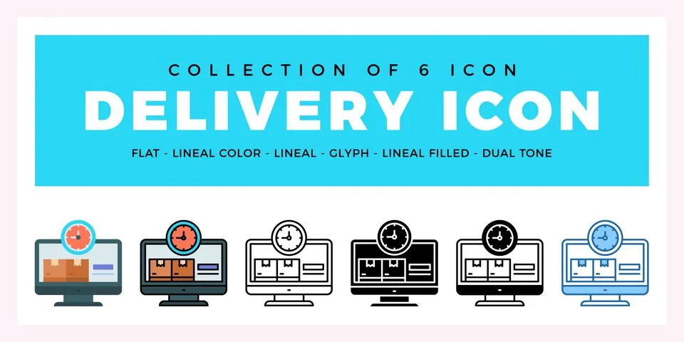 Pack of 6 Vector delivery icon Stockillustratie