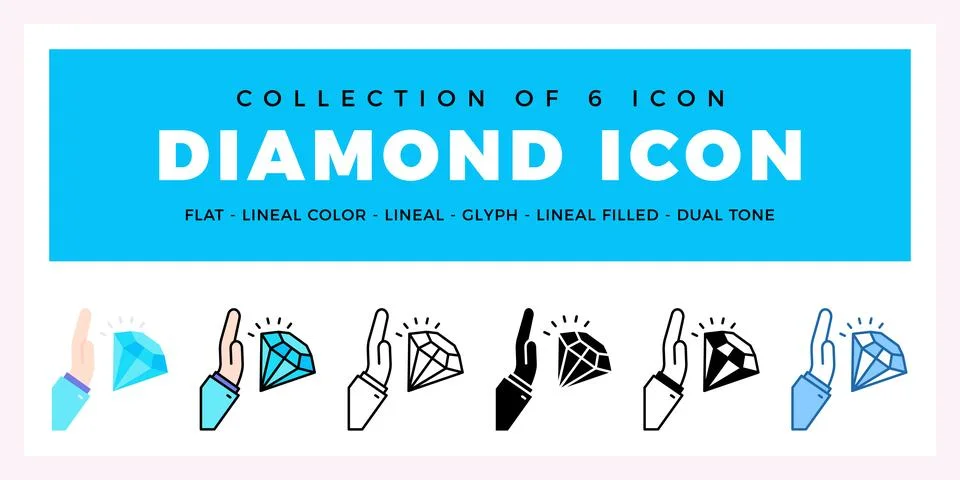 Pack of 6 Vector Diamond icon Stock Illustration