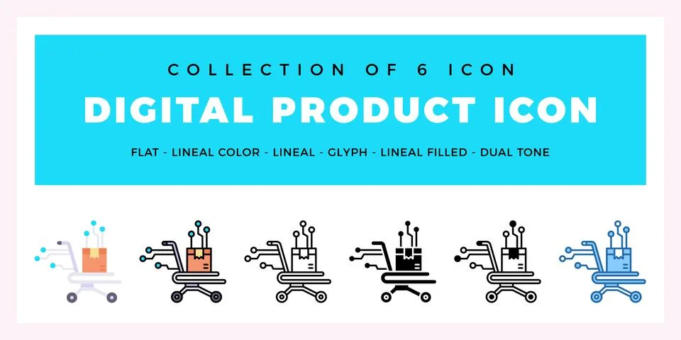 Pack of 6 Vector Digital Product icon 스톡 일러스트