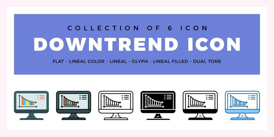 Pack of 6 Vector downtrend icon Stock Illustration