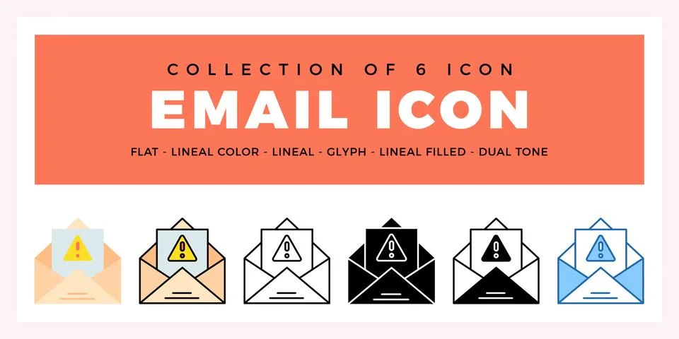 Pack of 6 Vector email icon Stockillustratie