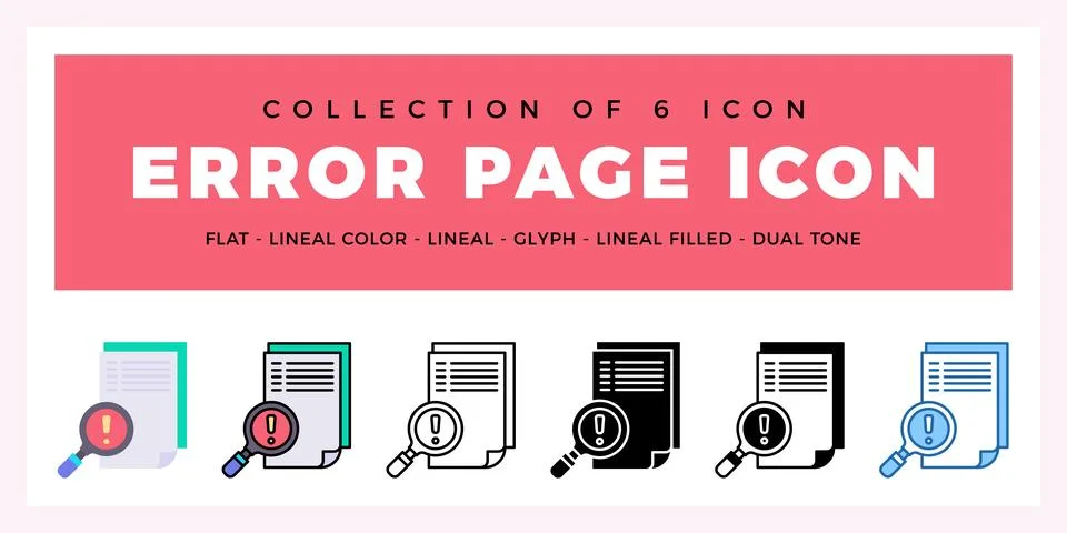 Pack of 6 Vector Error Page icon Illustrazione stock