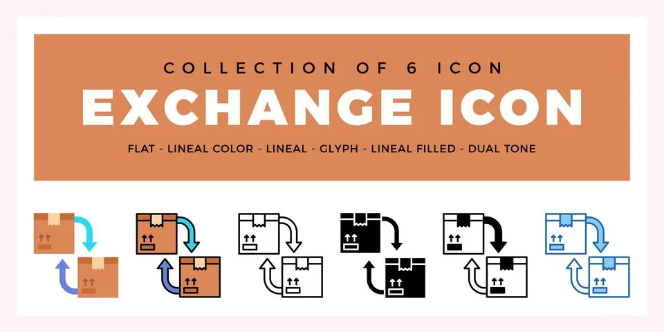 Pack of 6 Vector exchange icon Stock Illustration