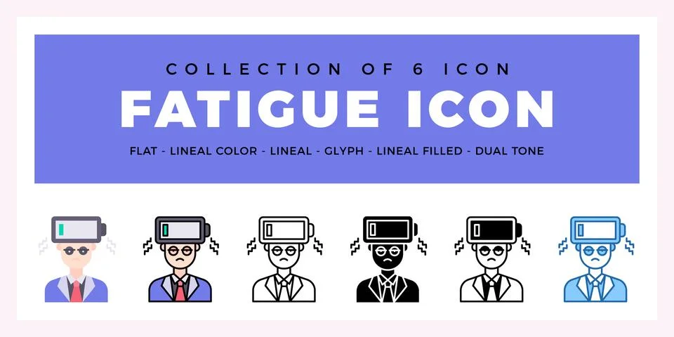 Pack of 6 Vector Fatigue icon Stock Illustration