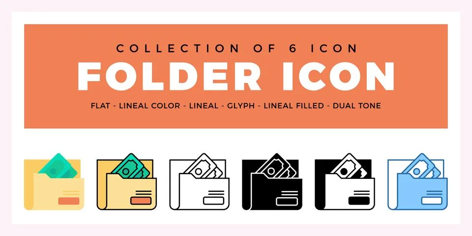 Pack of 6 Vector Folder icon イラスト素材