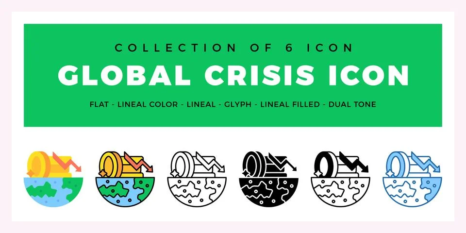 Pack of 6 Vector global crisis icon Stock Illustration
