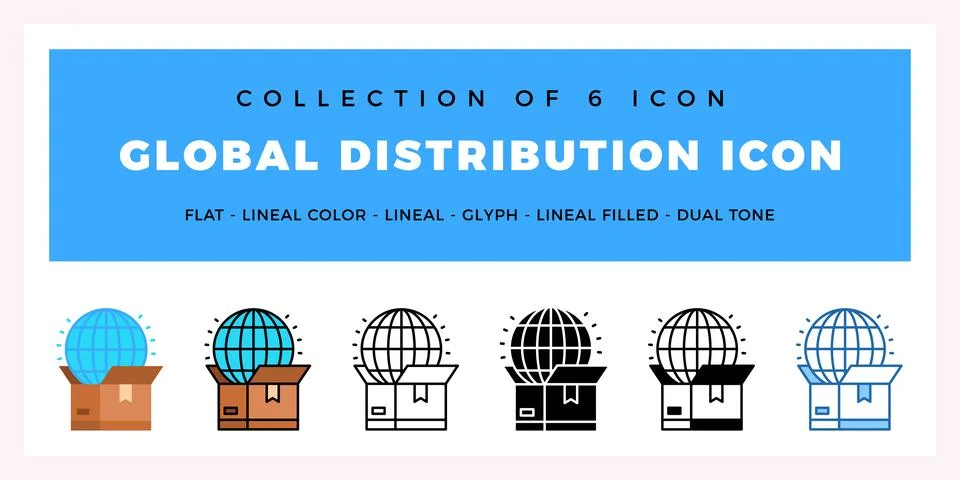 Pack of 6 Vector global distribution icon 스톡 일러스트