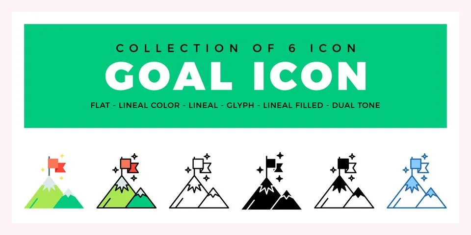 Pack of 6 Vector goal icon 库存插图