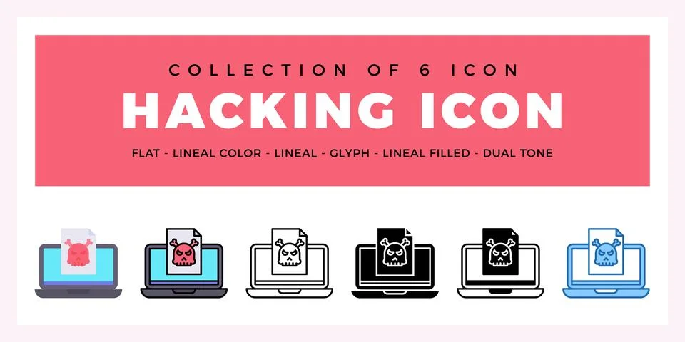 Pack of 6 Vector Hacking icon イラスト素材