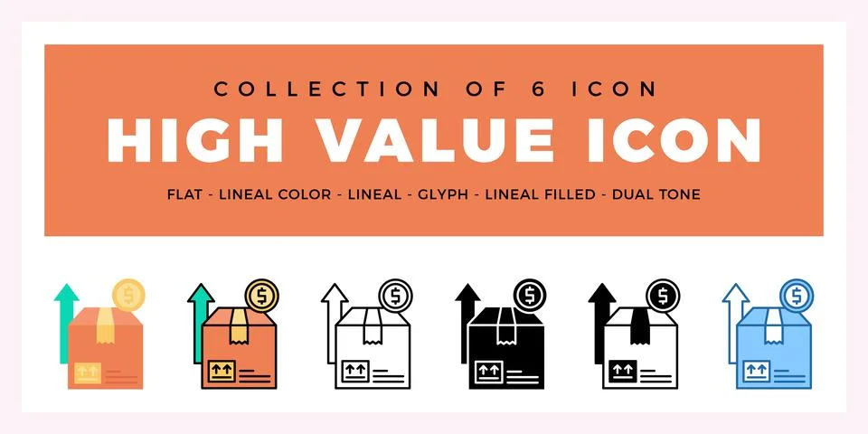 Pack of 6 Vector High Value icon Stock Illustration