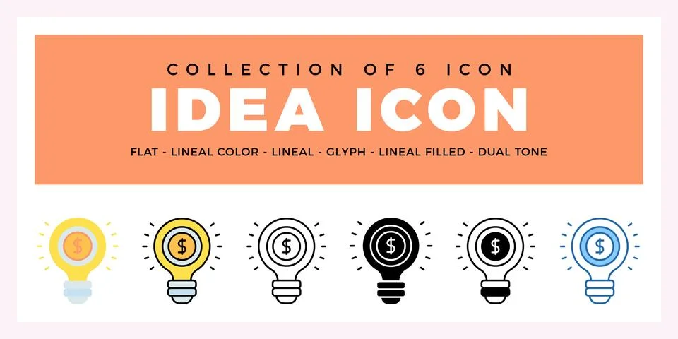 Pack of 6 Vector idea icon Illustrazione stock