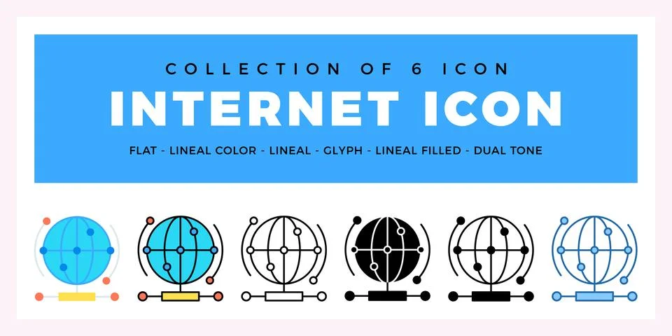 Pack of 6 Vector internet icon Ilustración de archivo