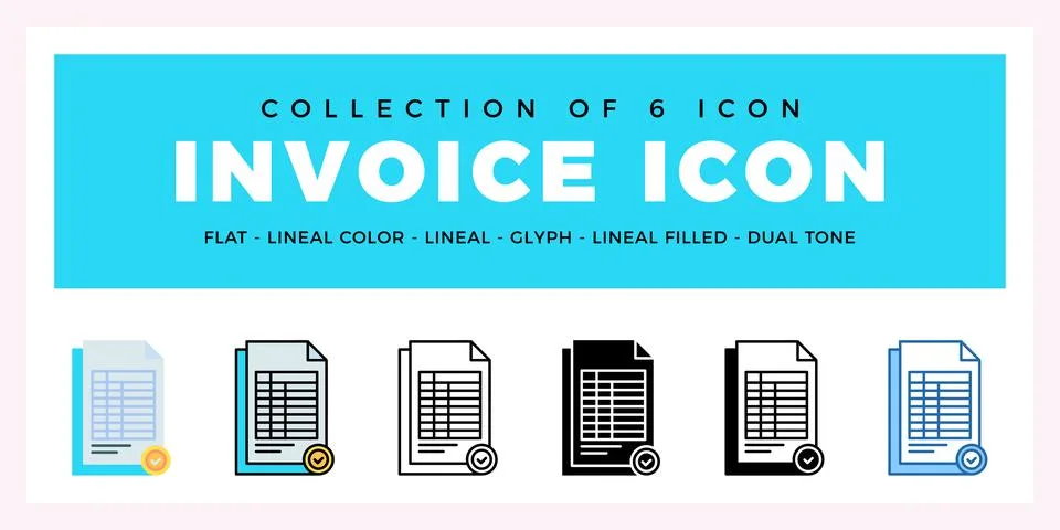 Pack of 6 Vector invoice icon Stock Illustration