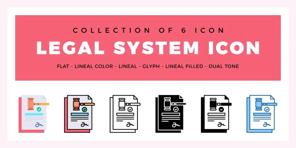 Pack of 6 Vector Legal System icon Stock Illustration