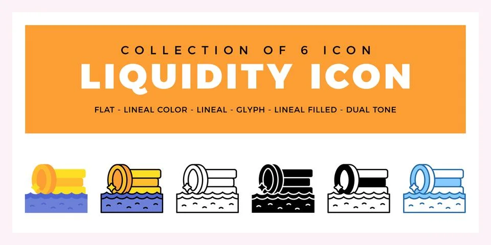 Pack of 6 Vector Liquidity icon Illustrazione stock