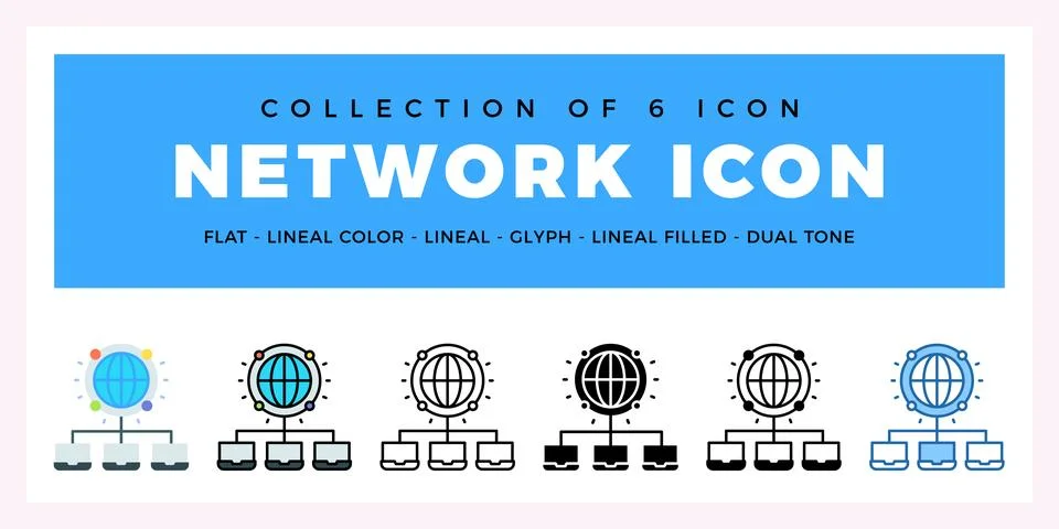 Pack of 6 Vector network icon Stock Illustration