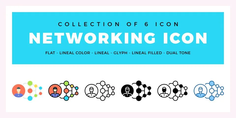 Pack of 6 Vector networking icon Stock Illustration