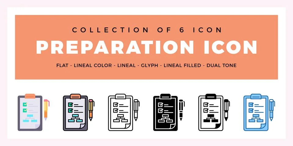 Pack of 6 Vector Preparation icon Illustrazione stock