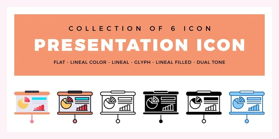 Pack of 6 Vector Presentation icon Stock Illustration