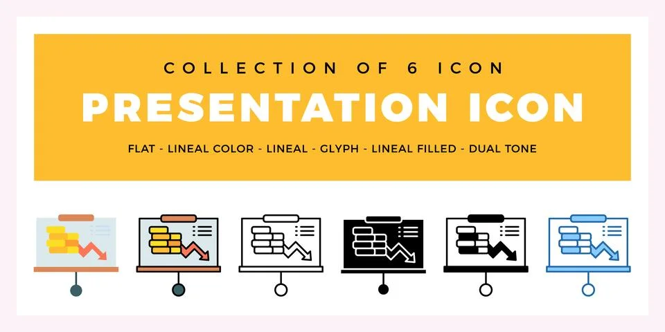 Pack of 6 Vector Presentation icon Stock Illustration