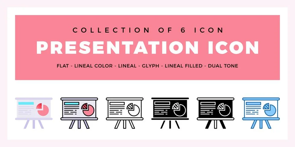 Pack of 6 Vector Presentation icon Stock Illustration