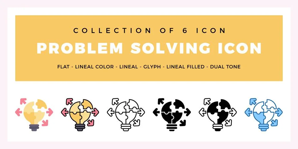 Pack of 6 Vector Problem Solving icon Stock Illustration