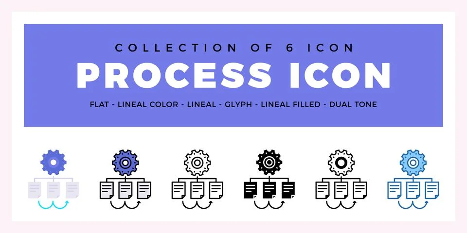Pack of 6 Vector Process icon Stock Illustration