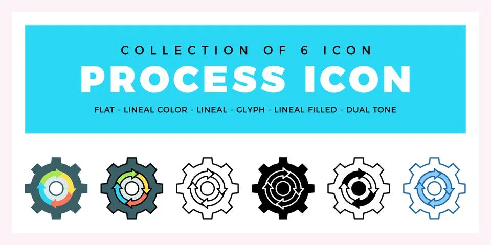 Pack of 6 Vector process icon Illustrazione stock